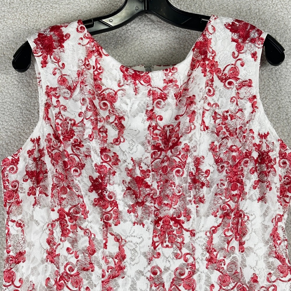 Danny and Nicole Lace Ombre Fit Flare Dress Womens 16 Red White Cocktail Party - Picture 3 of 12